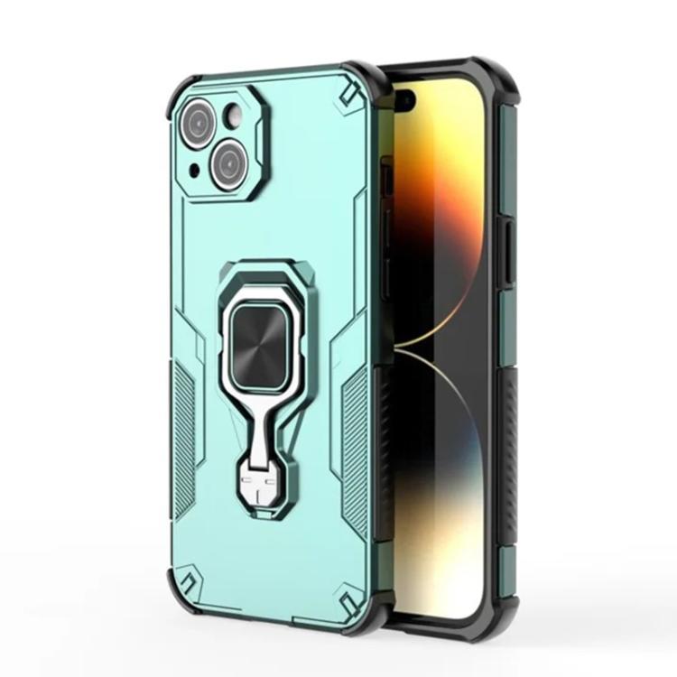 For iPhone 14 WANLONFENG Metal Kickstand Phone Case with Screen Protector