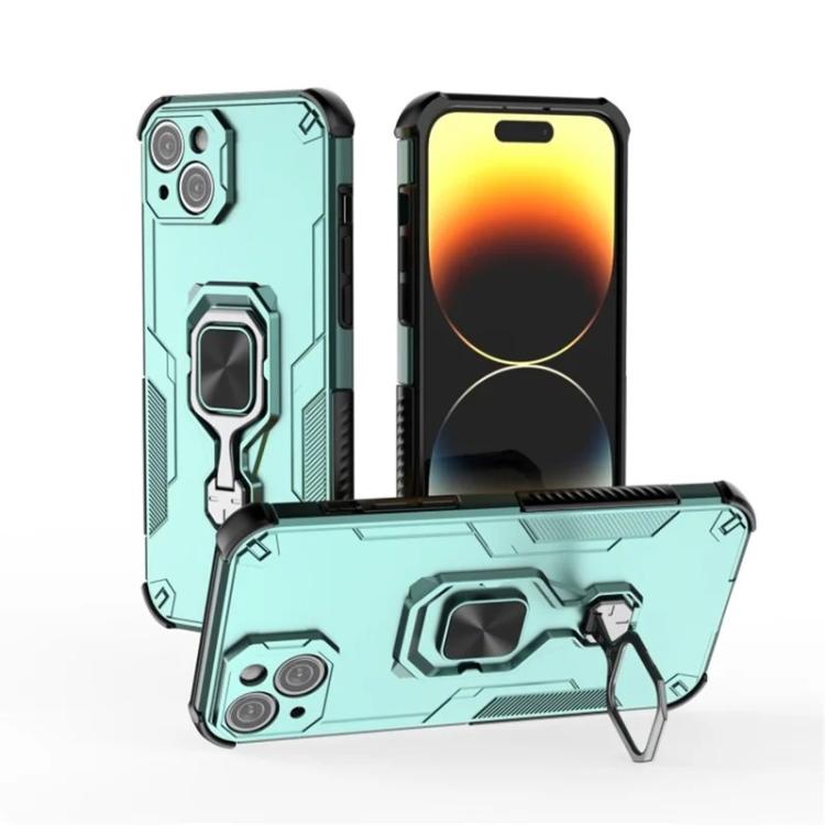 For iPhone 14 WANLONFENG Metal Kickstand Phone Case with Screen Protector