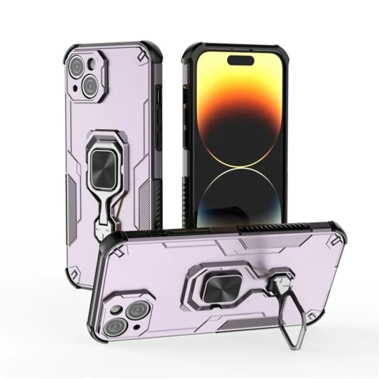 For iPhone 14 WANLONFENG Metal Kickstand Phone Case with Screen Protector