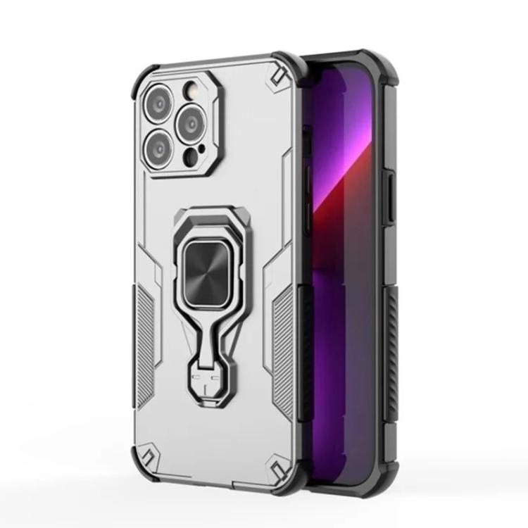 For iPhone 14 Pro Max WANLONFENG Metal Kickstand Phone Case with Screen Protector