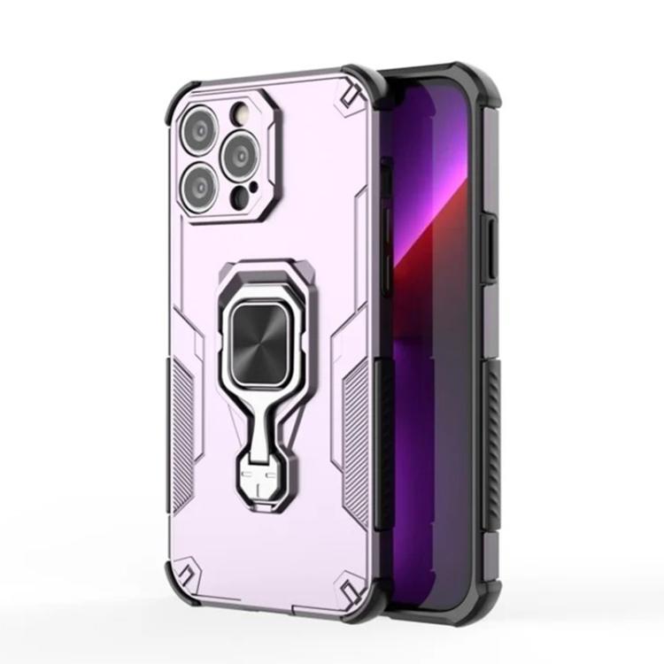 For iPhone 14 Pro Max WANLONFENG Metal Kickstand Phone Case with Screen Protector