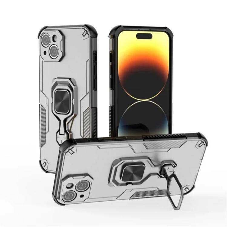 For iPhone 13 WANLONFENG Metal Kickstand Phone Case with Screen Protector