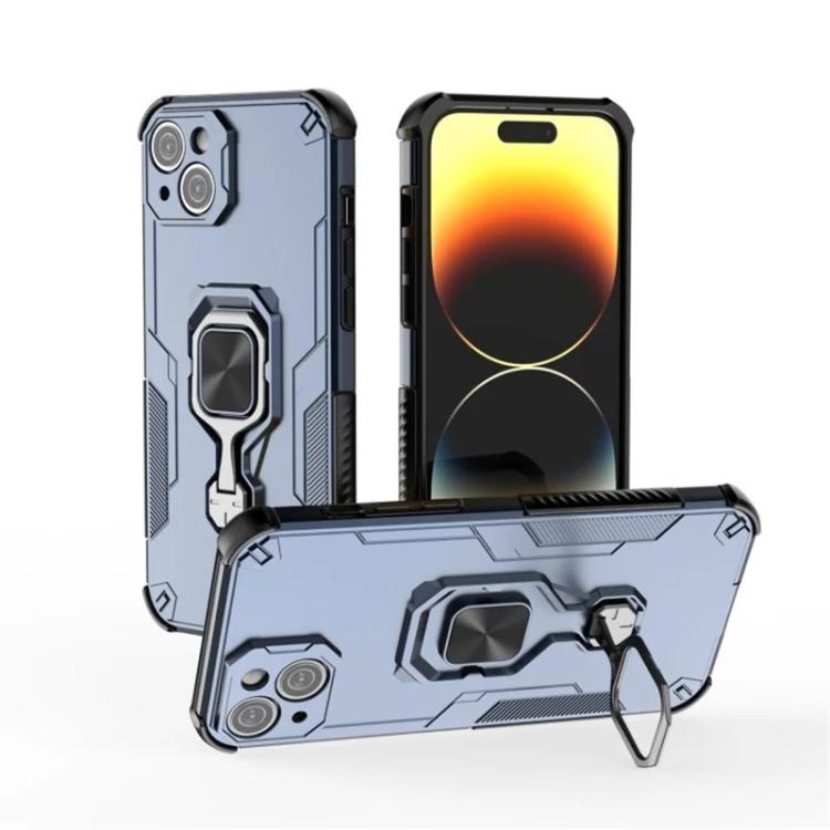 For iPhone 13 WANLONFENG Metal Kickstand Phone Case with Screen Protector