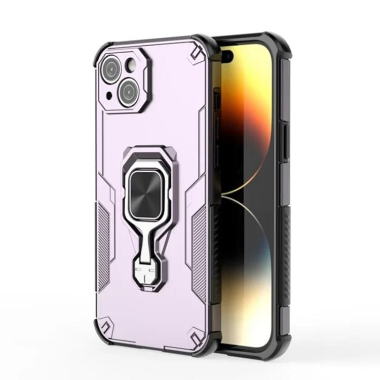 For iPhone 13 WANLONFENG Metal Kickstand Phone Case with Screen Protector