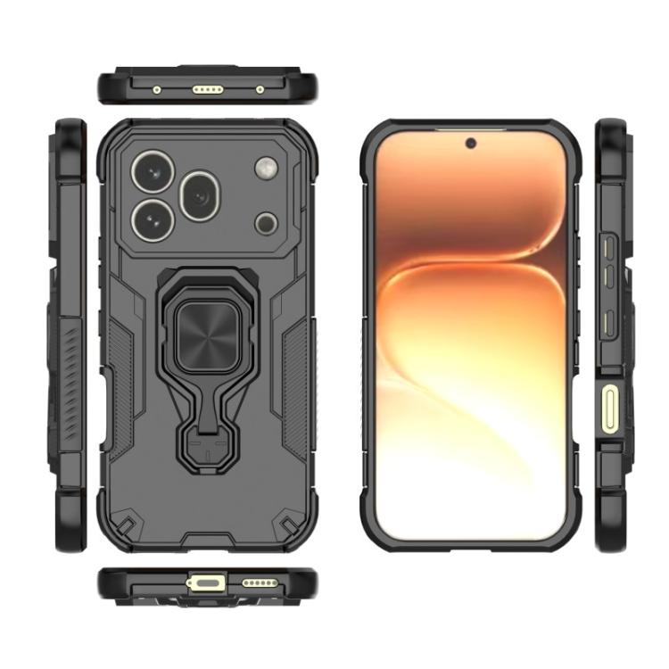 For Honor 600 Pro Global WANLONFENG Metal Kickstand Phone Case with Screen Protector