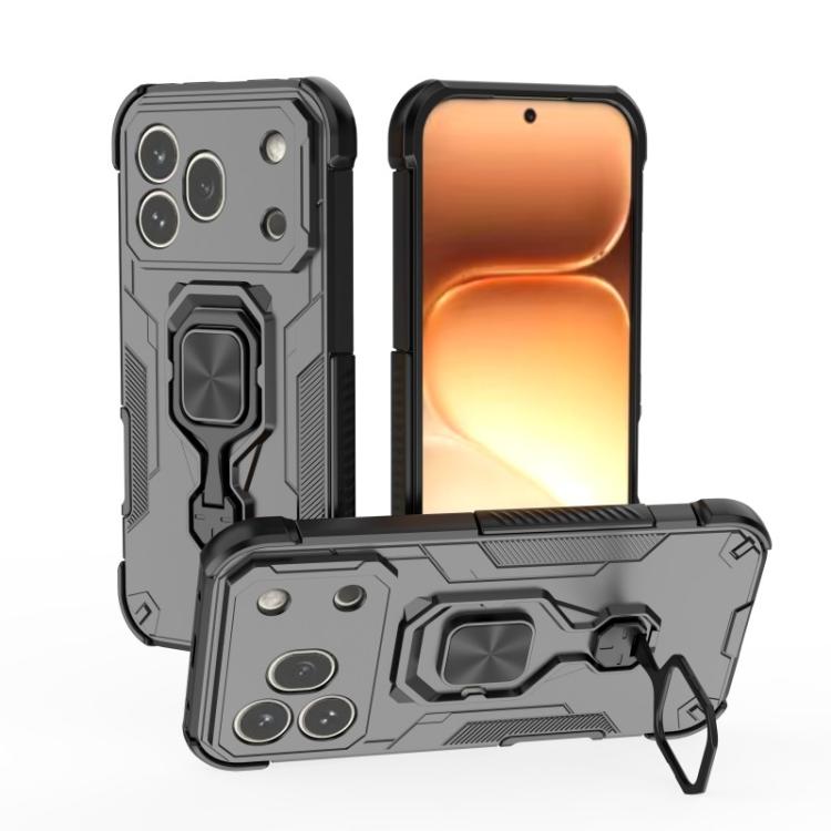 For Honor 600 Pro Global WANLONFENG Metal Kickstand Phone Case with Screen Protector
