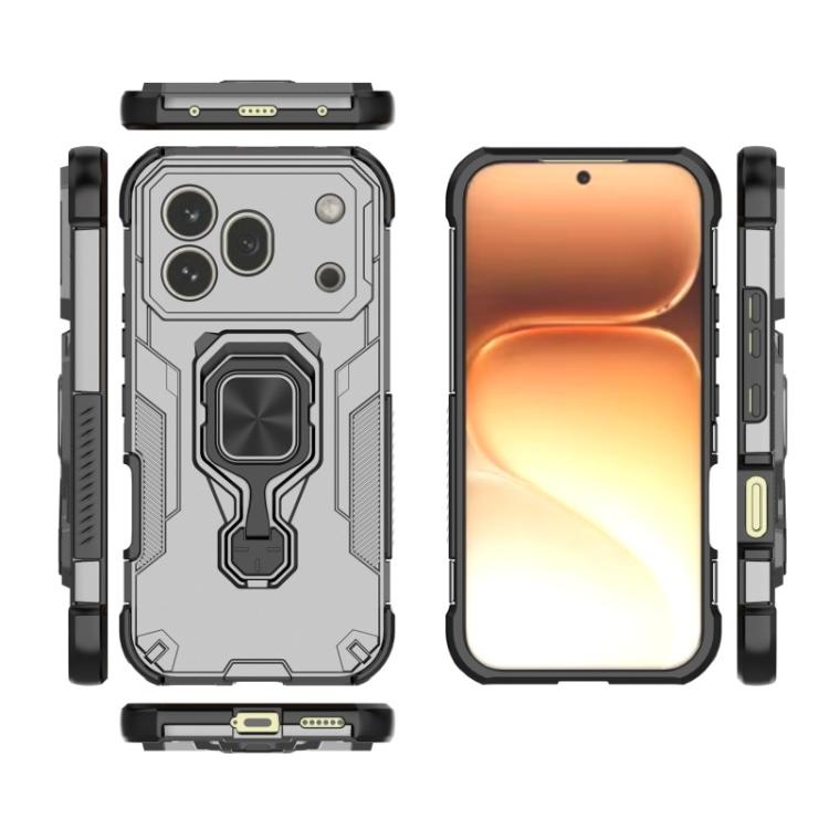For Honor 600 Pro Global WANLONFENG Metal Kickstand Phone Case with Screen Protector