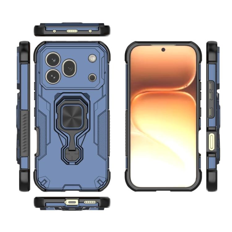 For Honor 600 Pro Global WANLONFENG Metal Kickstand Phone Case with Screen Protector