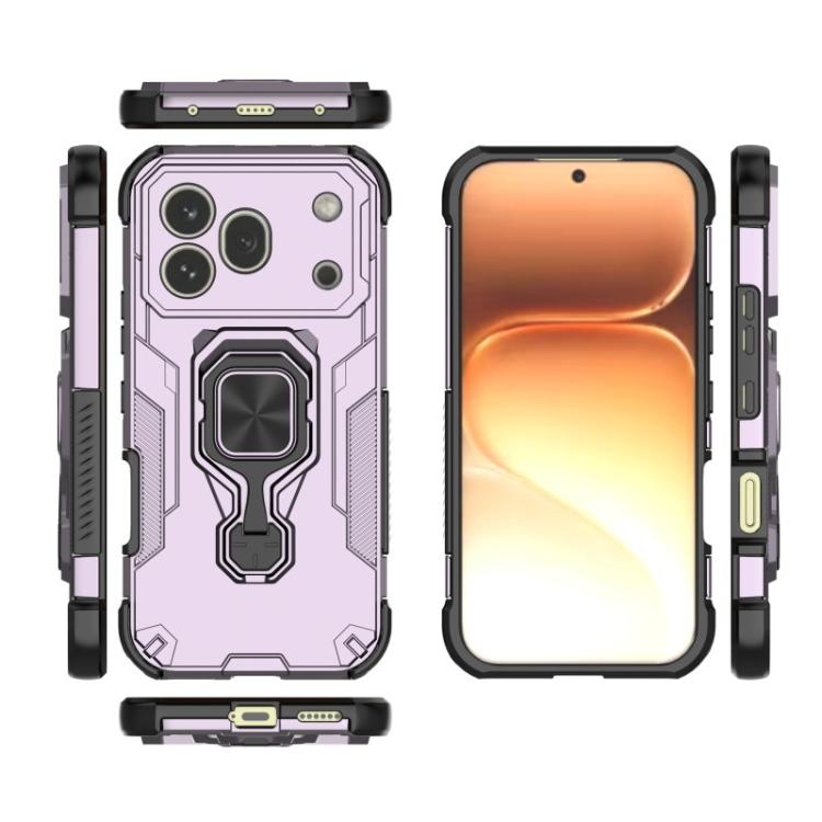 For Honor 600 Pro Global WANLONFENG Metal Kickstand Phone Case with Screen Protector