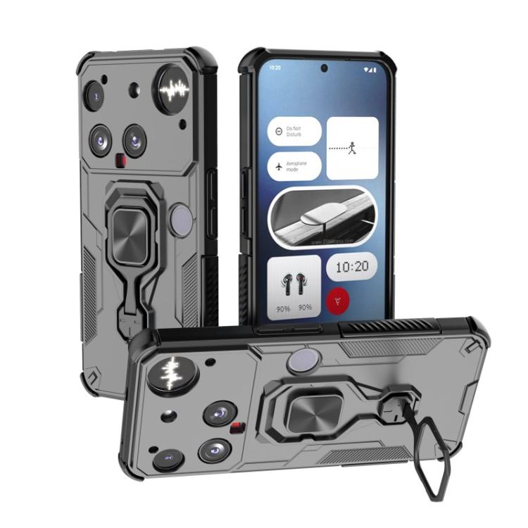 For Nothing Phone 3 WANLONFENG Metal Kickstand Phone Case with Screen Protector