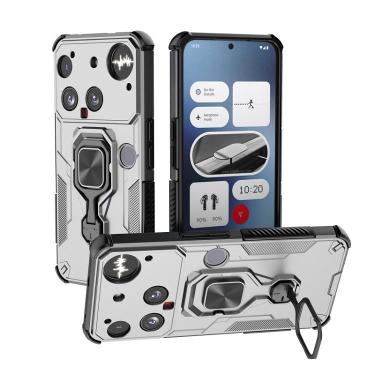 For Nothing Phone 3 WANLONFENG Metal Kickstand Phone Case with Screen Protector