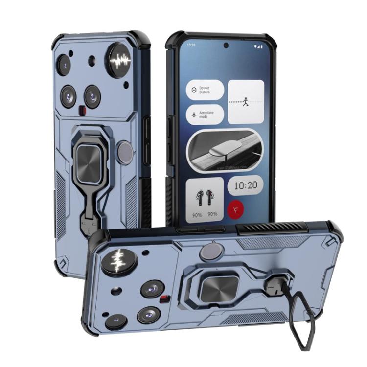 For Nothing Phone 3 WANLONFENG Metal Kickstand Phone Case with Screen Protector