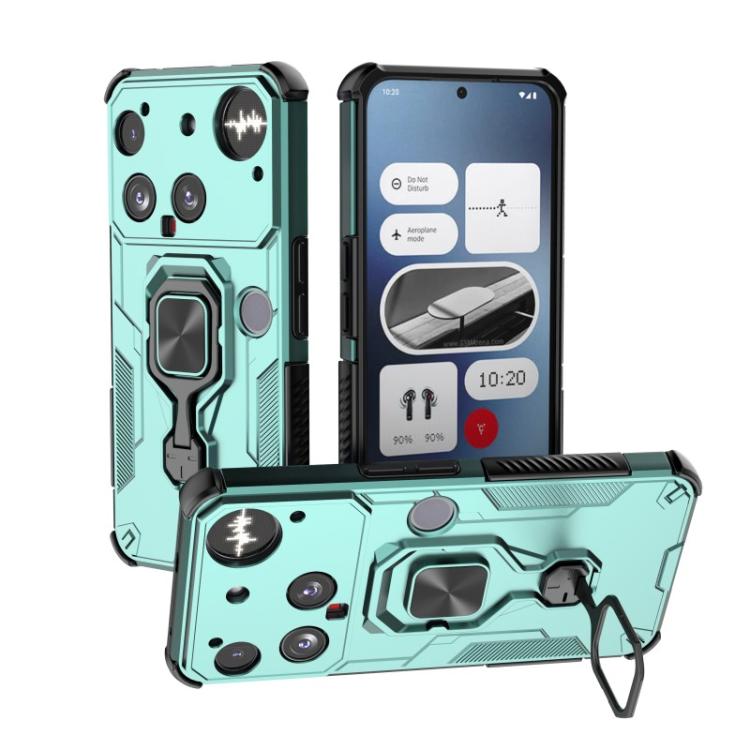 For Nothing Phone 3 WANLONFENG Metal Kickstand Phone Case with Screen Protector