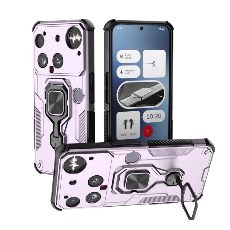 For Nothing Phone 3 WANLONFENG Metal Kickstand Phone Case with Screen Protector