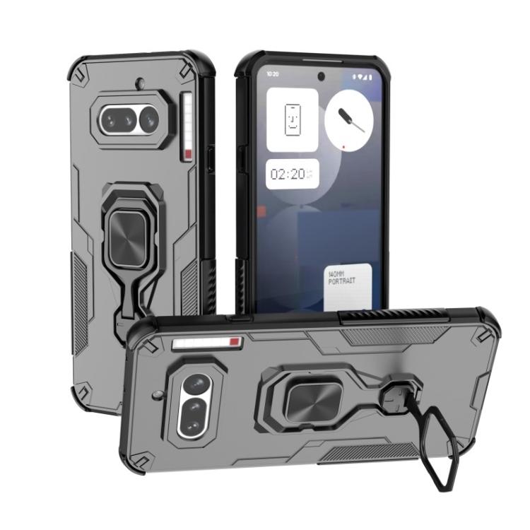 For Nothing Phone 4a WANLONFENG Metal Kickstand Phone Case with Screen Protector