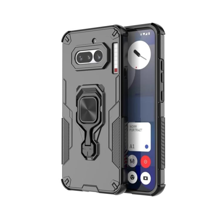 For Nothing Phone 4a WANLONFENG Metal Kickstand Phone Case with Screen Protector
