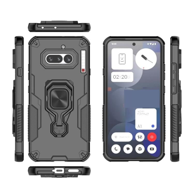 For Nothing Phone 4a WANLONFENG Metal Kickstand Phone Case with Screen Protector