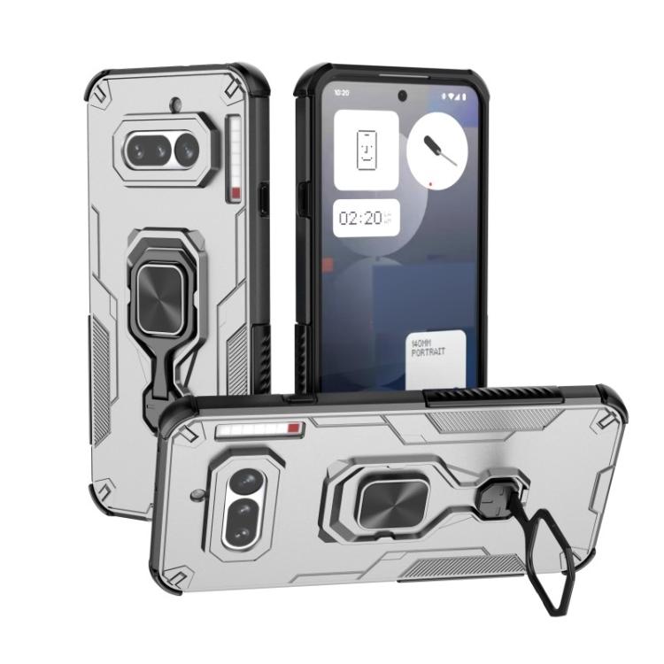 For Nothing Phone 4a WANLONFENG Metal Kickstand Phone Case with Screen Protector