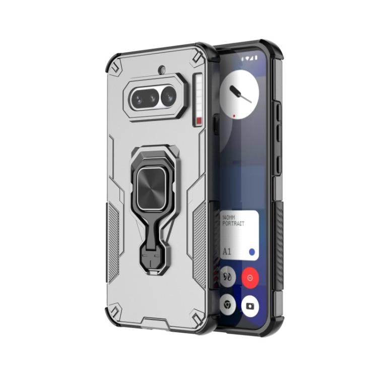 For Nothing Phone 4a WANLONFENG Metal Kickstand Phone Case with Screen Protector