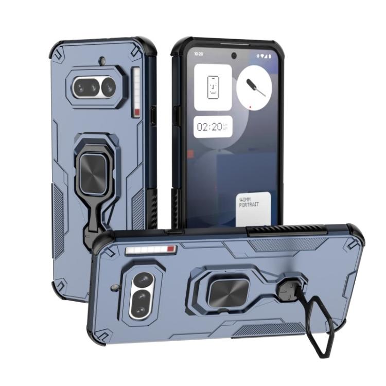 For Nothing Phone 4a WANLONFENG Metal Kickstand Phone Case with Screen Protector