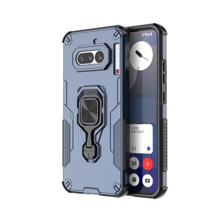 For Nothing Phone 4a WANLONFENG Metal Kickstand Phone Case with Screen Protector