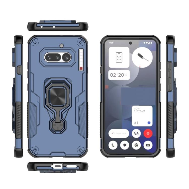 For Nothing Phone 4a WANLONFENG Metal Kickstand Phone Case with Screen Protector