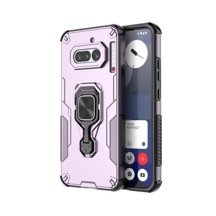 For Nothing Phone 4a WANLONFENG Metal Kickstand Phone Case with Screen Protector