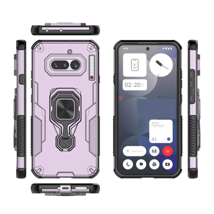 For Nothing Phone 4a WANLONFENG Metal Kickstand Phone Case with Screen Protector