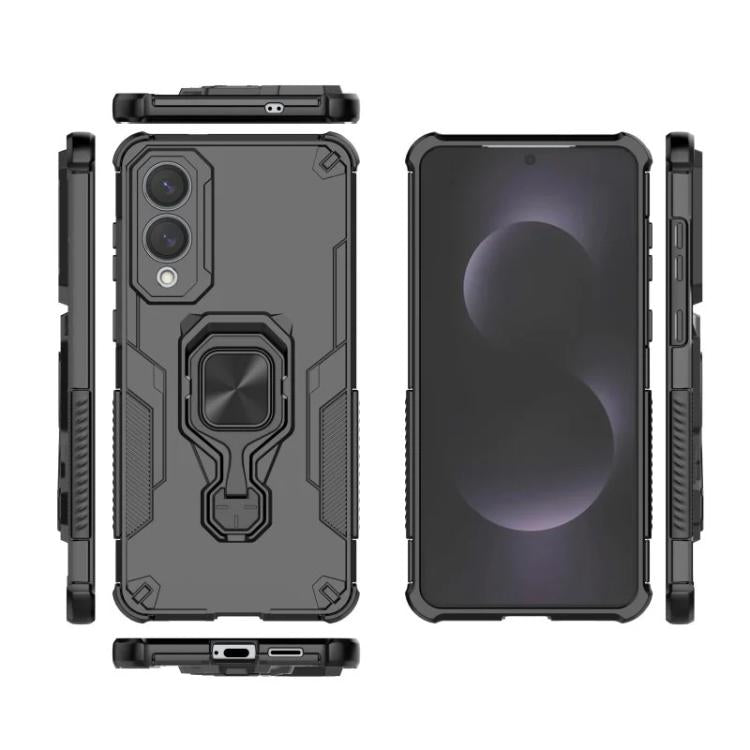 For Galaxy S25 Edge 5G WANLONFENG Metal Kickstand Phone Case with Screen Protector