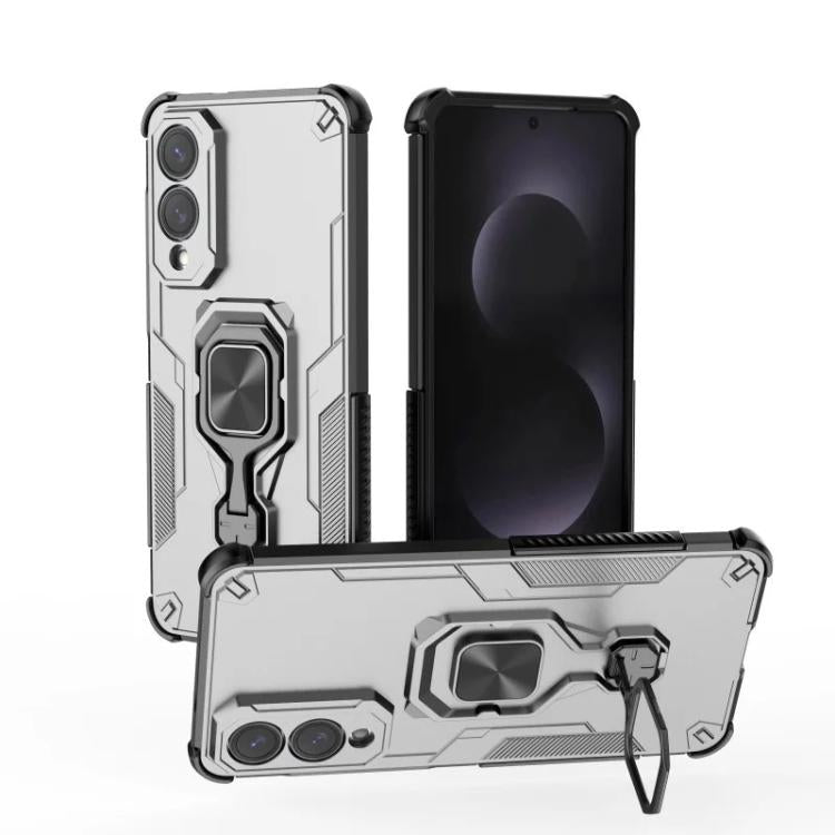 For Galaxy S25 Edge 5G WANLONFENG Metal Kickstand Phone Case with Screen Protector