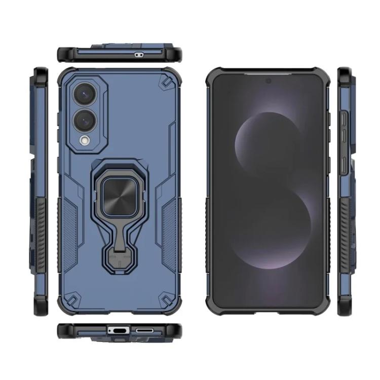 For Galaxy S25 Edge 5G WANLONFENG Metal Kickstand Phone Case with Screen Protector