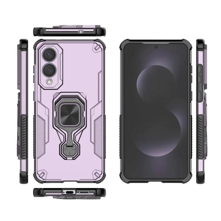 For Galaxy S25 Edge 5G WANLONFENG Metal Kickstand Phone Case with Screen Protector