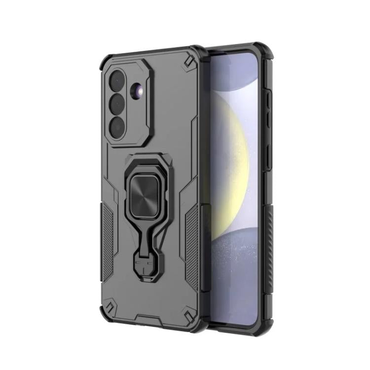 For Galaxy A27 5G WANLONFENG Metal Kickstand Phone Case with Screen Protector