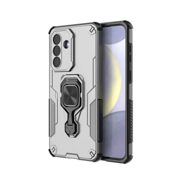 For Galaxy A27 5G WANLONFENG Metal Kickstand Phone Case with Screen Protector