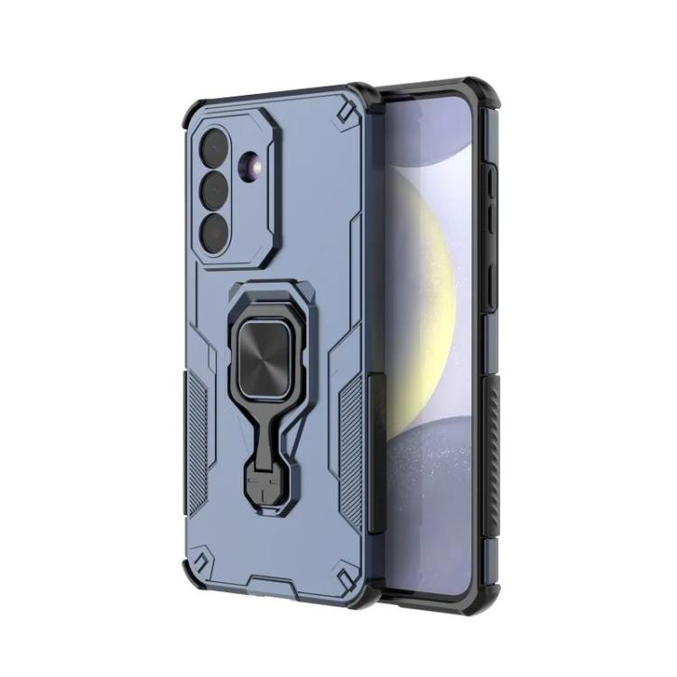 For Galaxy A27 5G WANLONFENG Metal Kickstand Phone Case with Screen Protector