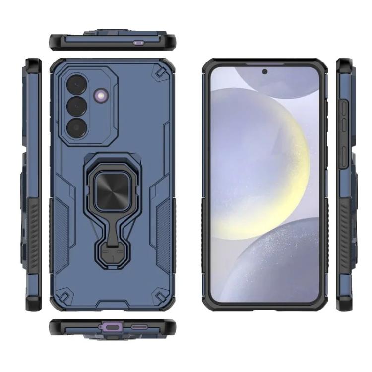 For Galaxy A27 5G WANLONFENG Metal Kickstand Phone Case with Screen Protector