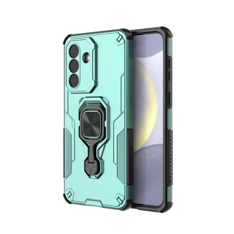 For Galaxy A27 5G WANLONFENG Metal Kickstand Phone Case with Screen Protector
