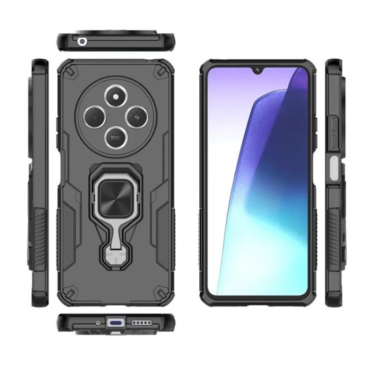 For Redmi 14C 4G / 14R 5G WANLONFENG Metal Kickstand Phone Case with Screen Protector