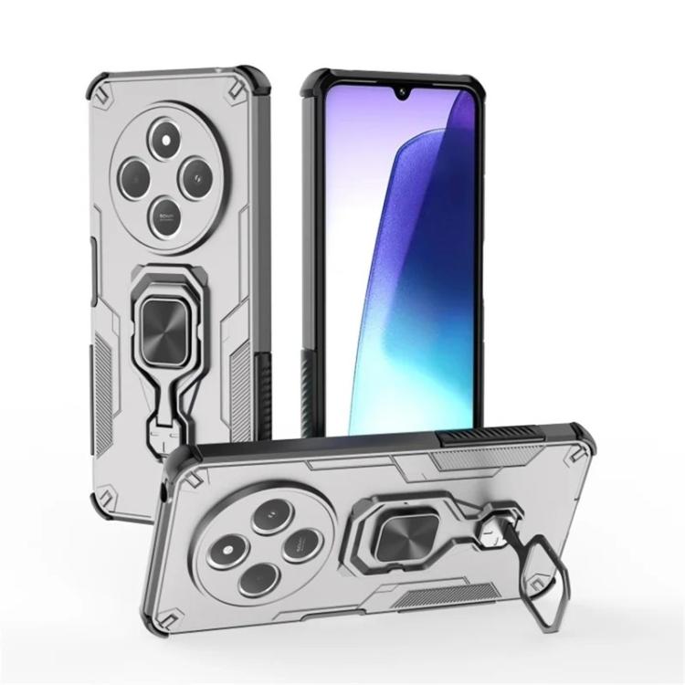 For Redmi 14C 4G / 14R 5G WANLONFENG Metal Kickstand Phone Case with Screen Protector