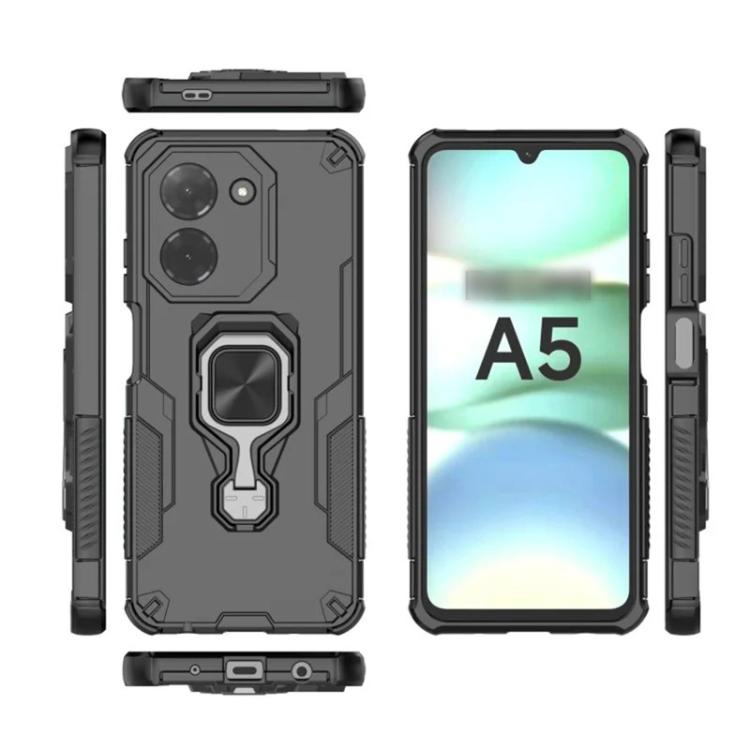 For Redmi A5 4G 171.7mm WANLONFENG Metal Kickstand Phone Case with Screen Protector