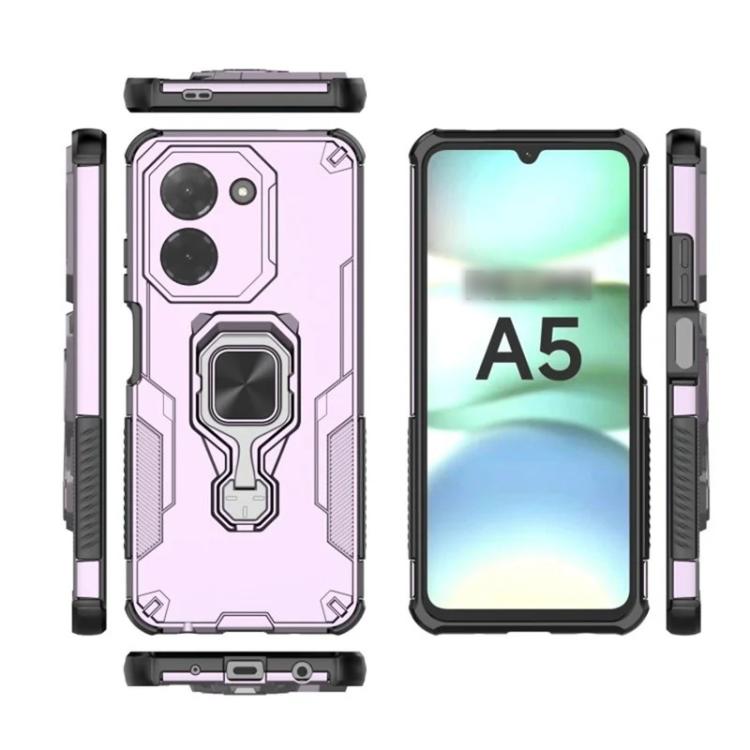 For Redmi A5 4G 171.7mm WANLONFENG Metal Kickstand Phone Case with Screen Protector