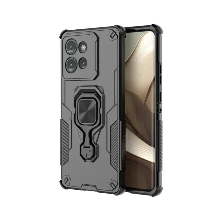 For Motorola Edge 50 5G WANLONFENG Metal Kickstand Phone Case with Screen Protector
