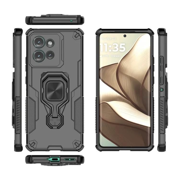 For Motorola Edge 50 5G WANLONFENG Metal Kickstand Phone Case with Screen Protector