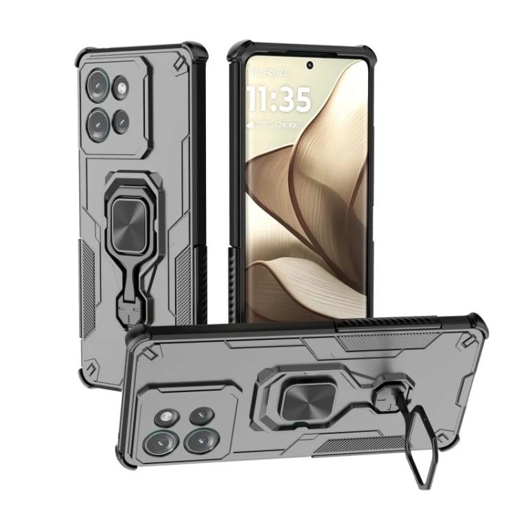 For Motorola Edge 50 5G WANLONFENG Metal Kickstand Phone Case with Screen Protector