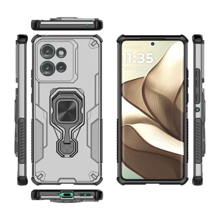 For Motorola Edge 50 5G WANLONFENG Metal Kickstand Phone Case with Screen Protector