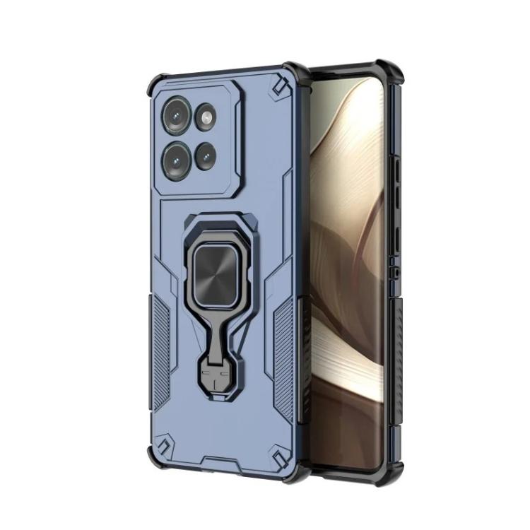 For Motorola Edge 50 5G WANLONFENG Metal Kickstand Phone Case with Screen Protector