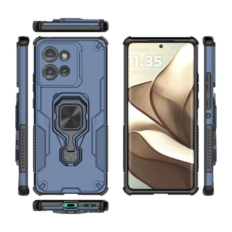 For Motorola Edge 50 5G WANLONFENG Metal Kickstand Phone Case with Screen Protector