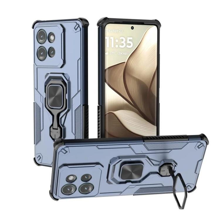 For Motorola Edge 50 5G WANLONFENG Metal Kickstand Phone Case with Screen Protector