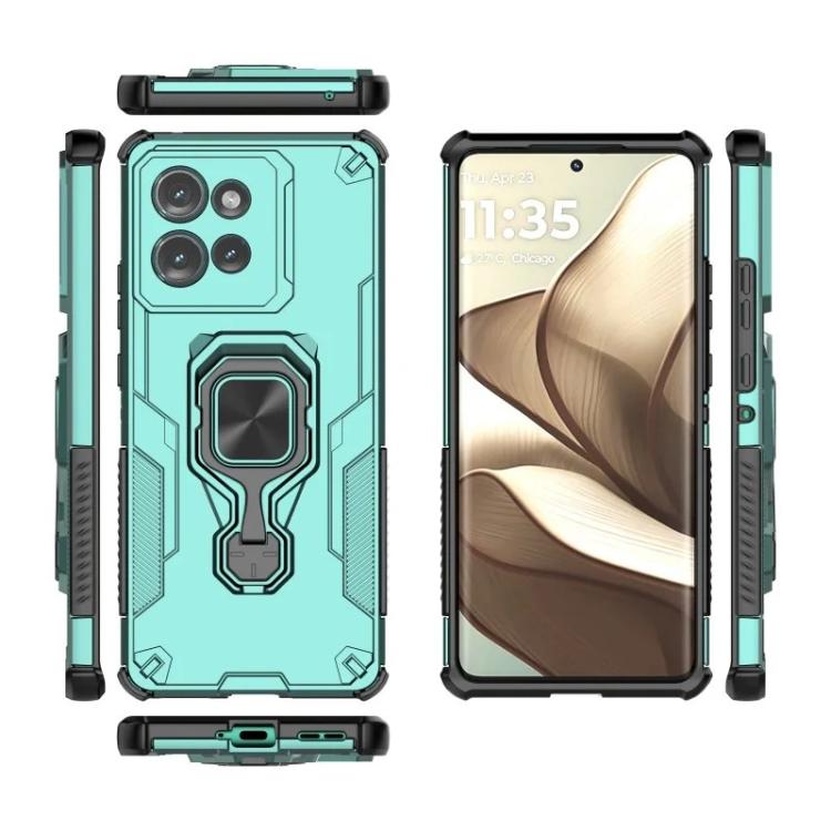 For Motorola Edge 50 5G WANLONFENG Metal Kickstand Phone Case with Screen Protector