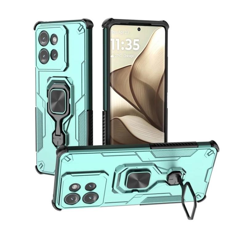 For Motorola Edge 50 5G WANLONFENG Metal Kickstand Phone Case with Screen Protector